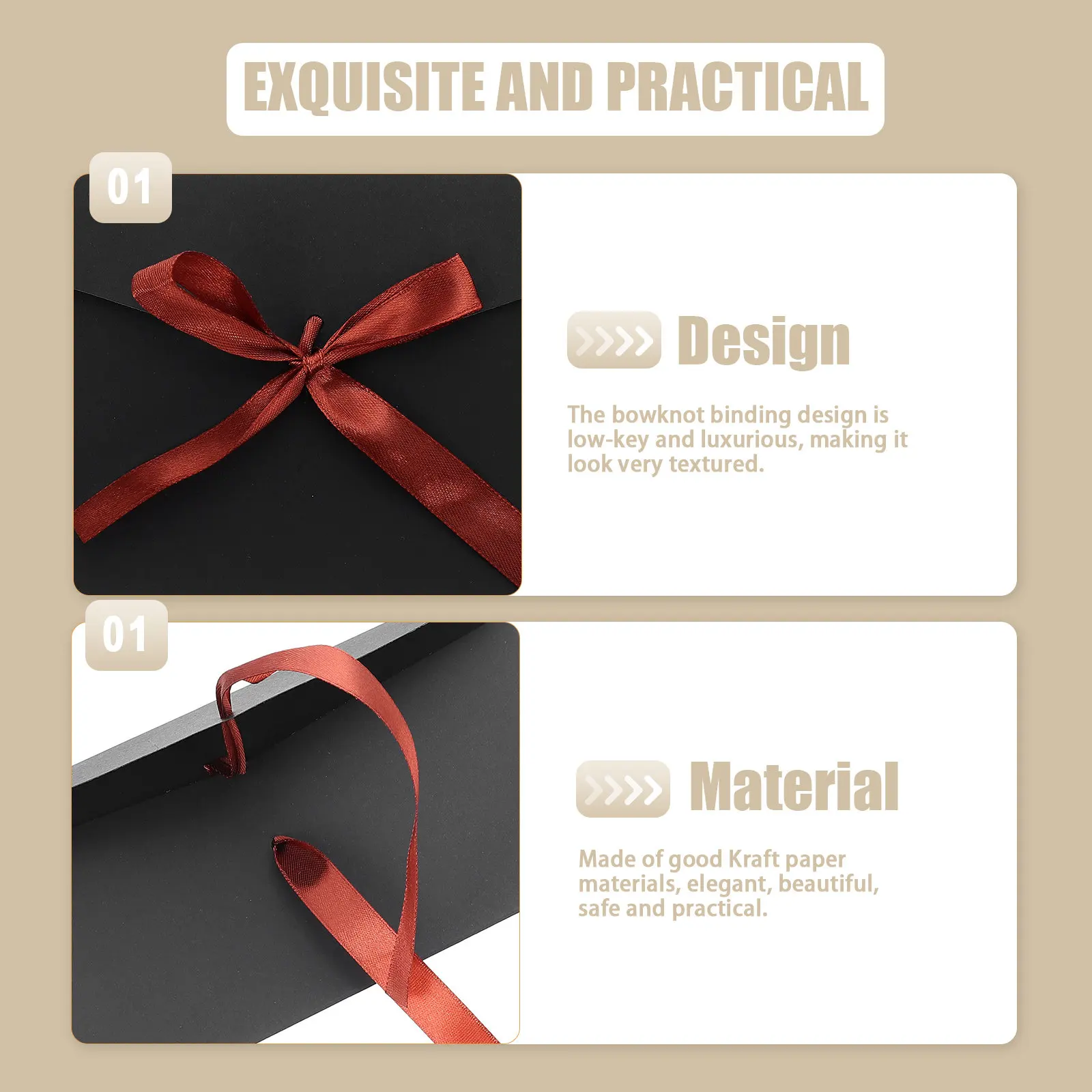 

10Pcs Vintage Kraft Invitation Envelopes Elegant Bowknot Design High-Grade Gift Card Envelope Festival Invitation Envelope