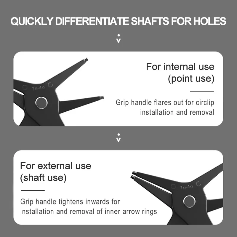 Circlip Pliers 2 in 1 Internal and External Dual Purpose Pliers External Spring Pliers Large Retaining Ring Removal Tool 1pc