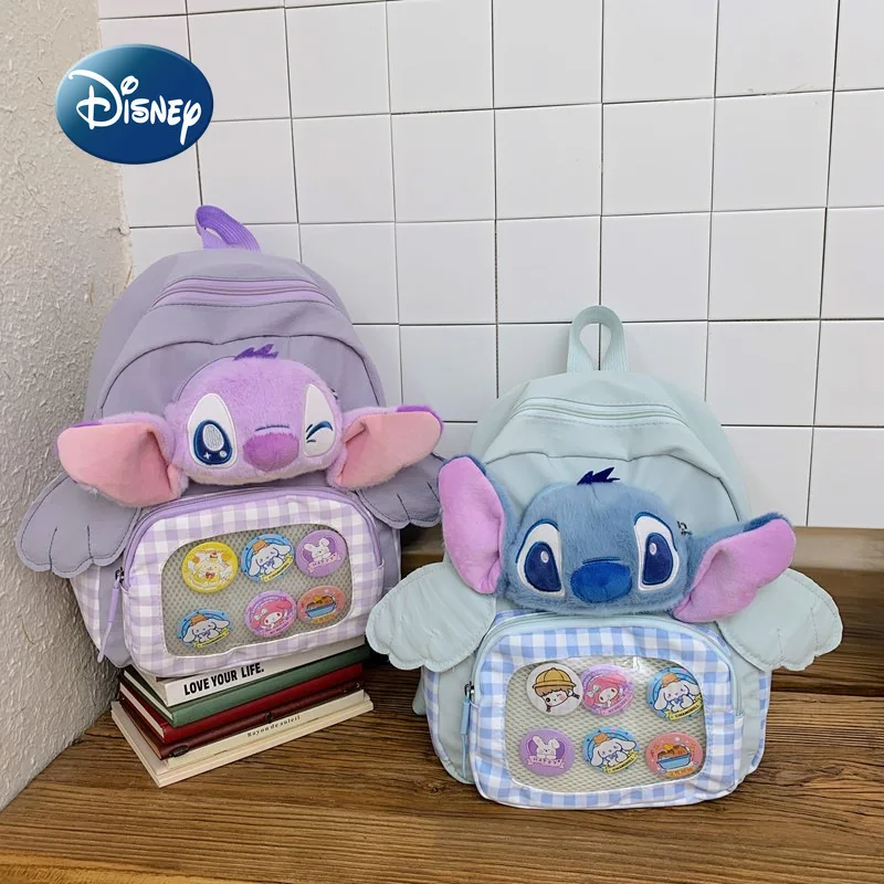 

Новый детский рюкзак Disney Stitch, индивидуальный детский школьный рюкзак с героями мультфильмов, 3D кукла, модная школьная сумка для девочек, большая вместимость