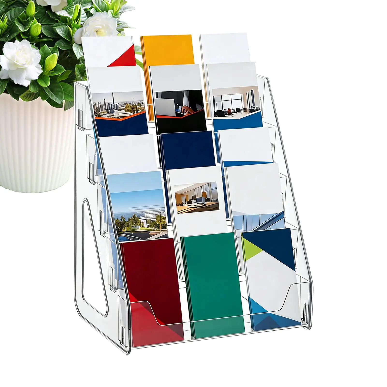 NEW Brochure Display Stand 5-Tier Countertop Catalog Literature Display Sticker Catalog Display Stand for Office School Hotel