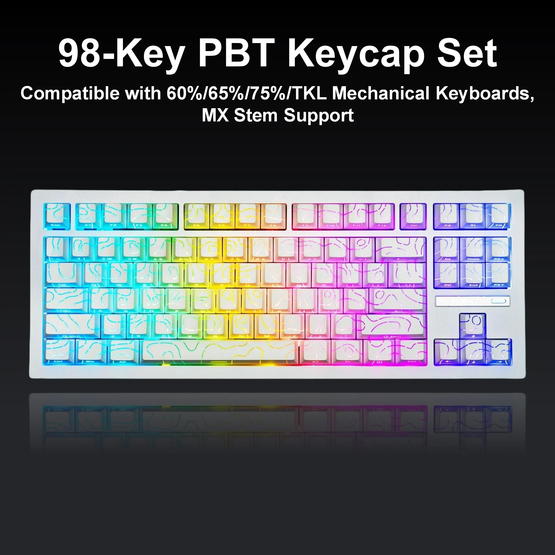 New 97-Key Contour 4.0 Keycap Set - PBT Double-Shot, Cherry Profile, Fits 60%/65%/75%/TKL Keyboards, Gaming Keyboard Accessories