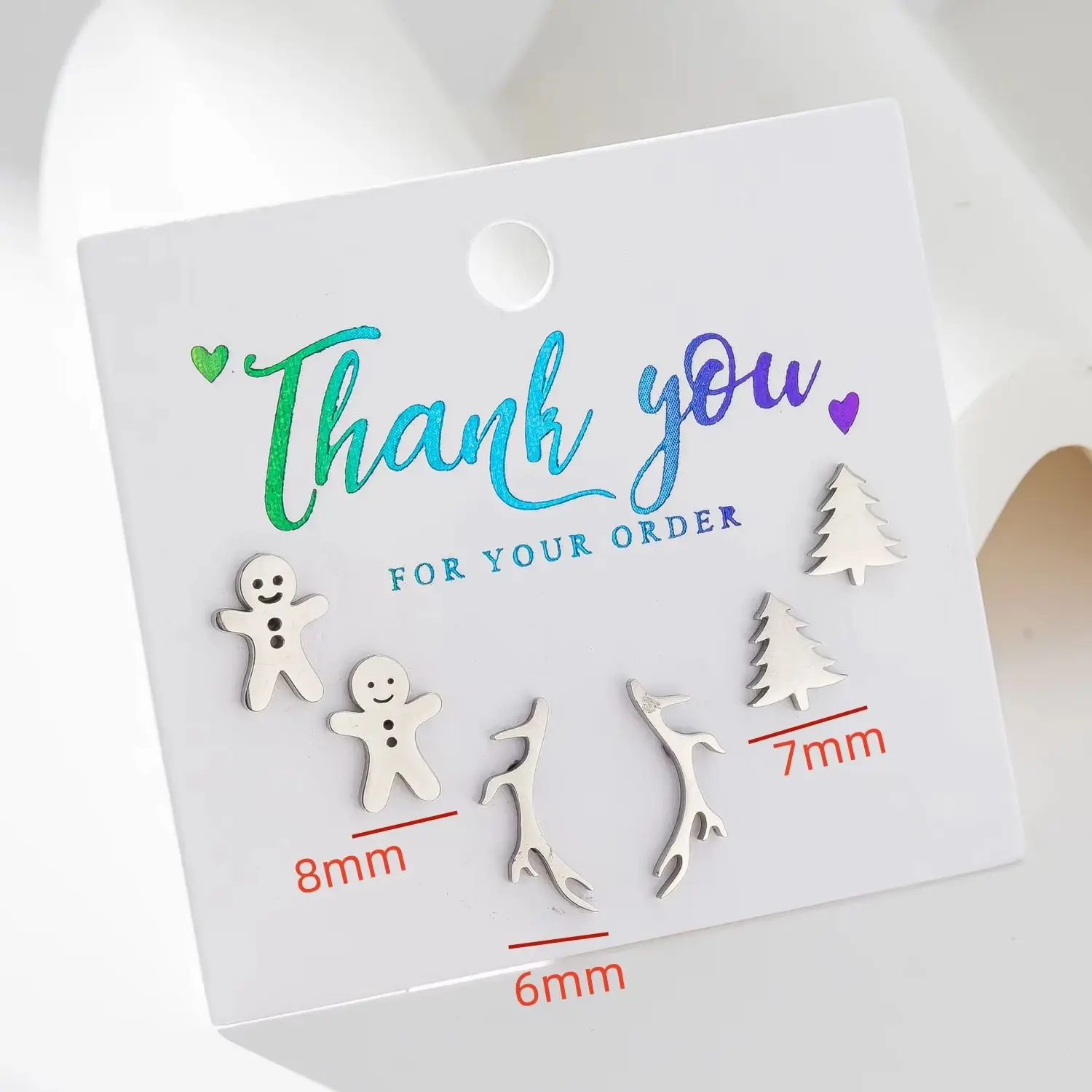 3Pairs Fashion Christmas Earrings for Women Cartoon Gingerbread Man Cookie Stud Earring Small Antlers Ear Piercing Jewelry Gifts