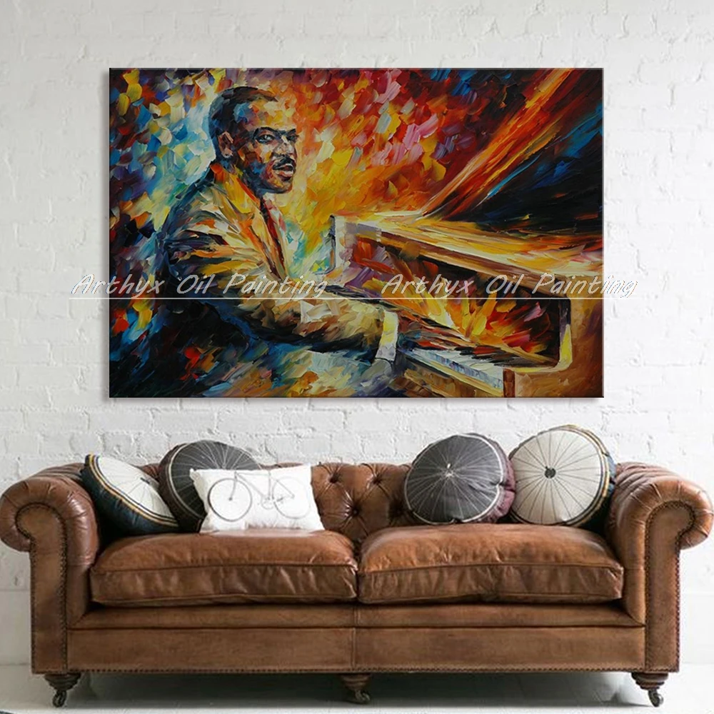 Hand Made Thick Texture Figure Oil Painting On Canvas,Wall Pictures Piano Solo Abstract Colorful Art Living Room,Home Decoration