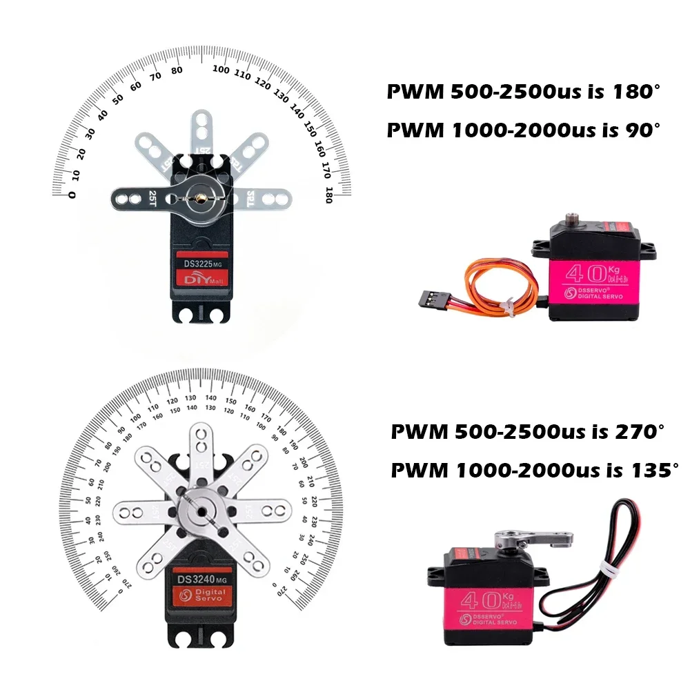 40KG Dsservo DS3240 대형 토크 디지털 180/270 학위 방수 메탈 기어 바하 서보 1/8 1/10 스케일 RC 크롤러 자동차 DIY