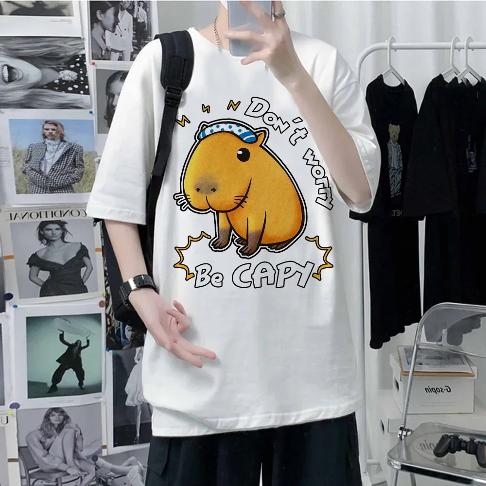 Women T-Shirt Short Sleeve Fashion Anime Capibara Capybara Top Men T-shirts Y2k Clothes Cartoon Graphic T-shirts