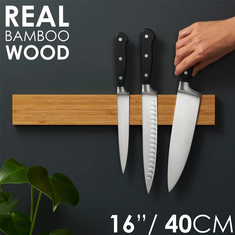 Magnetic Knife Holder 1 Pcs 16inch Premium Acacia Wood Magnetic Knife Strip Heavy Duty Magnet Strip for Knives