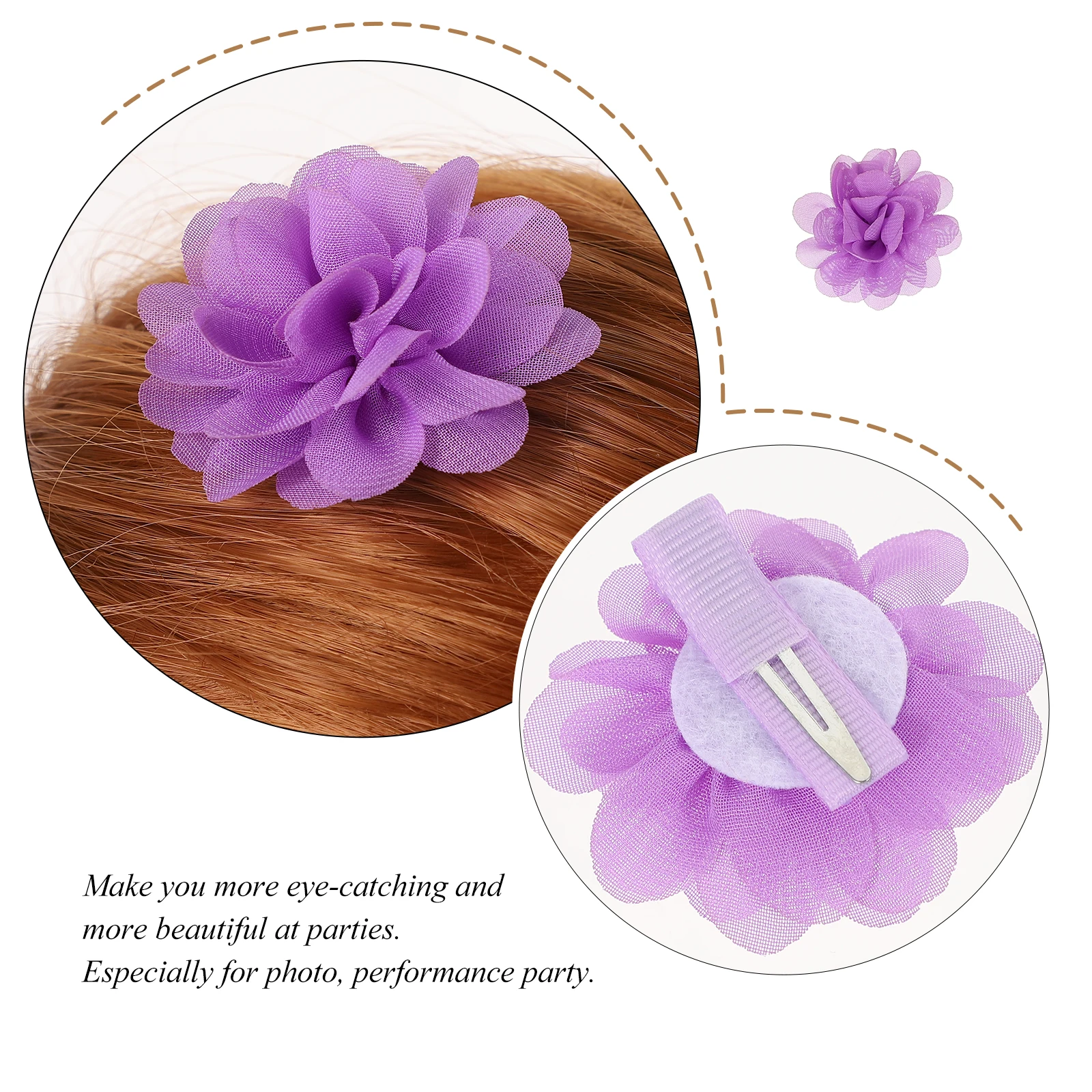 

20pcs Hair Clips Kids Chiffon Flower Hairpin Little Girls Floral Hair Clasp Accessories Durable