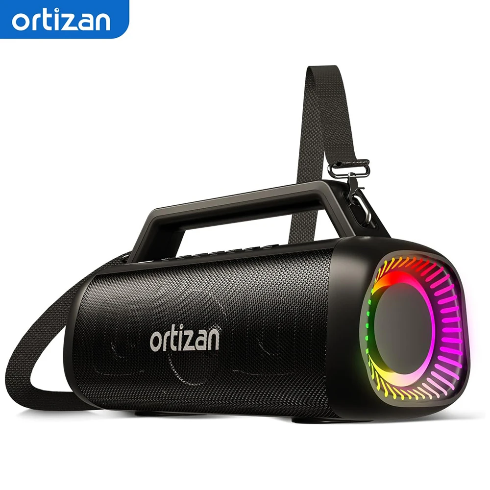 Ortizan 60W (80W Spitzenleistung) Bluetooth-Lautsprecher, kabellos, laut mit massivem Bass, 10400 mAh, IPX7 wasserdicht, Bluetooth 5.3, TWS-Kopplung, großer Outdoor-Lautsprecher mit Lichtern,