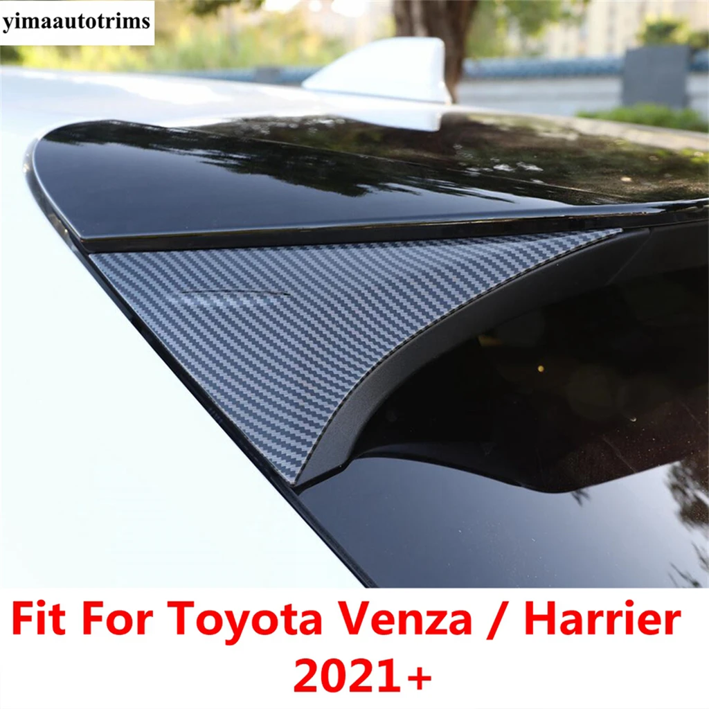 Car Rear Quarter Window Sequin Spoiler Panel Cover Trim For Toyota Venza / Harrier 2021 -2024 Chrome Black Carbon Fiber Exterior