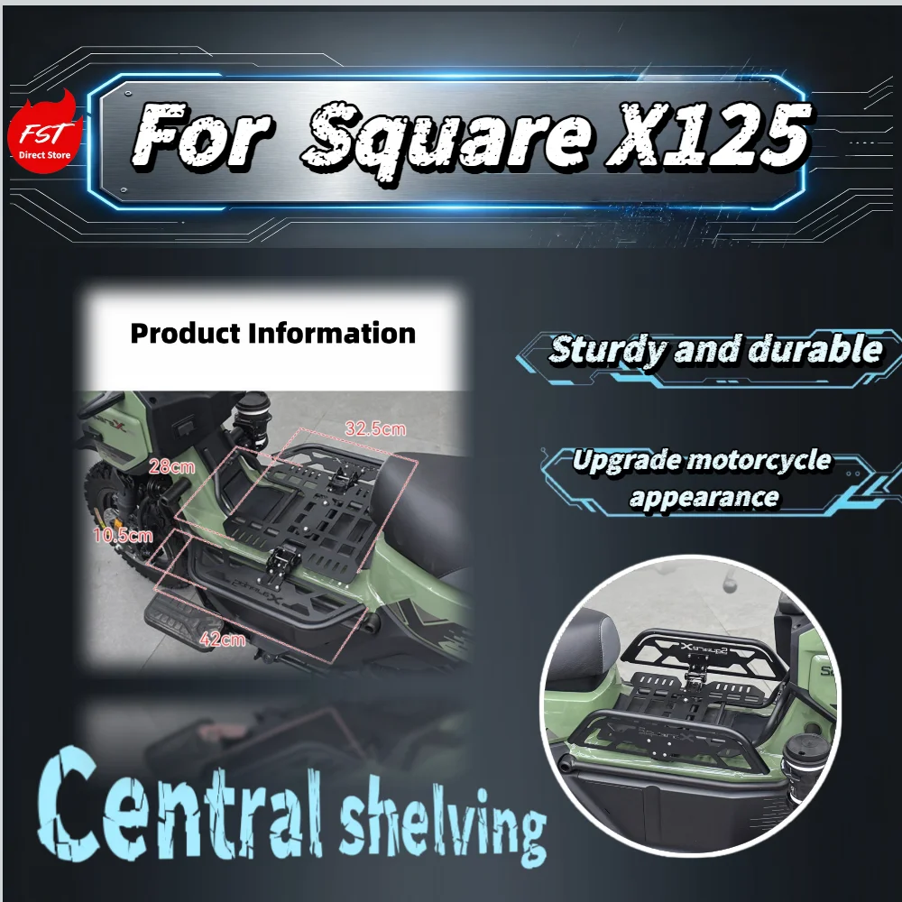 For  Square X125 Folding Middle Mount Rack Multifunctional Beam Storage Shelf Modified Scooter Accessories