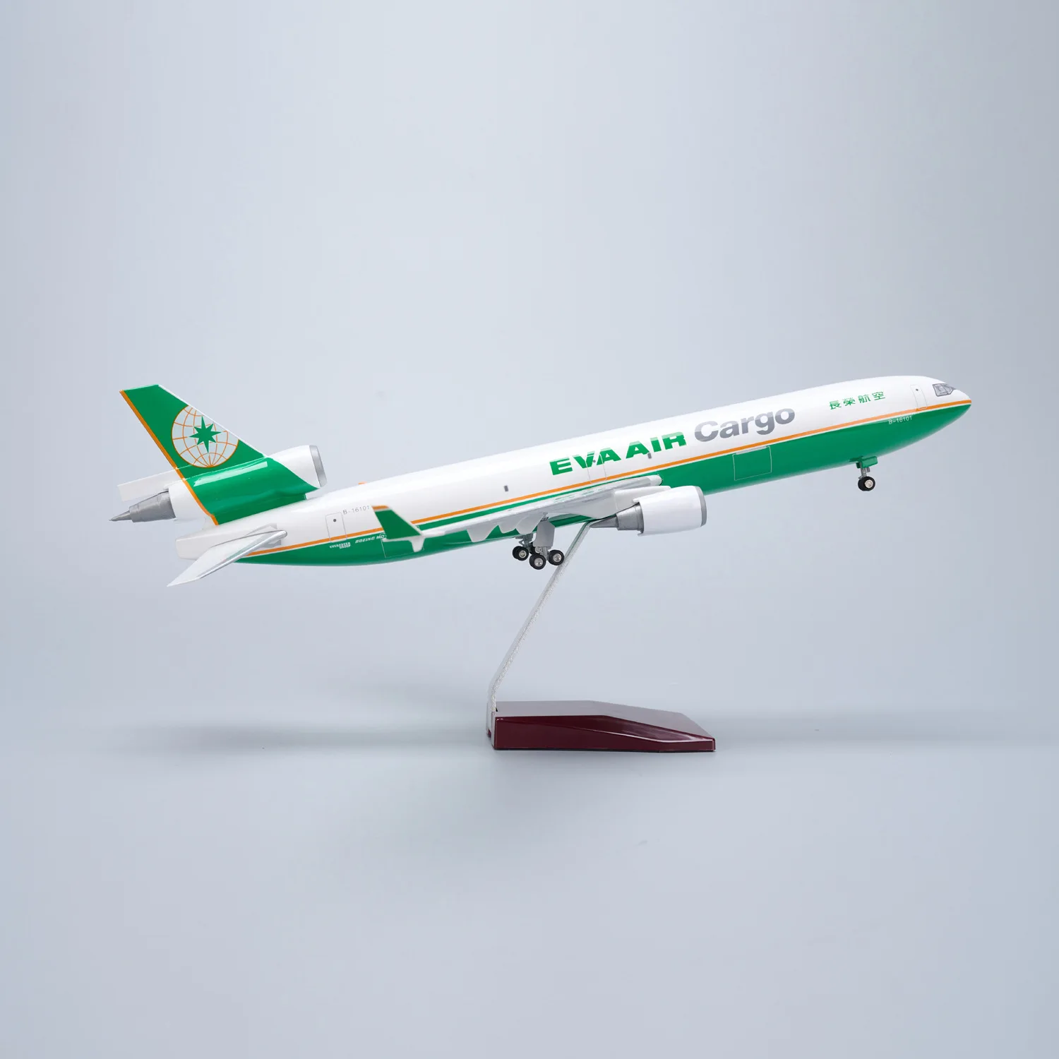 1/130 Scale Model Airplanes 47cm EVA Air Cargo MD-11 Resin Airplane Model Kit With Stand For Adult Aviation Collectible or Gift