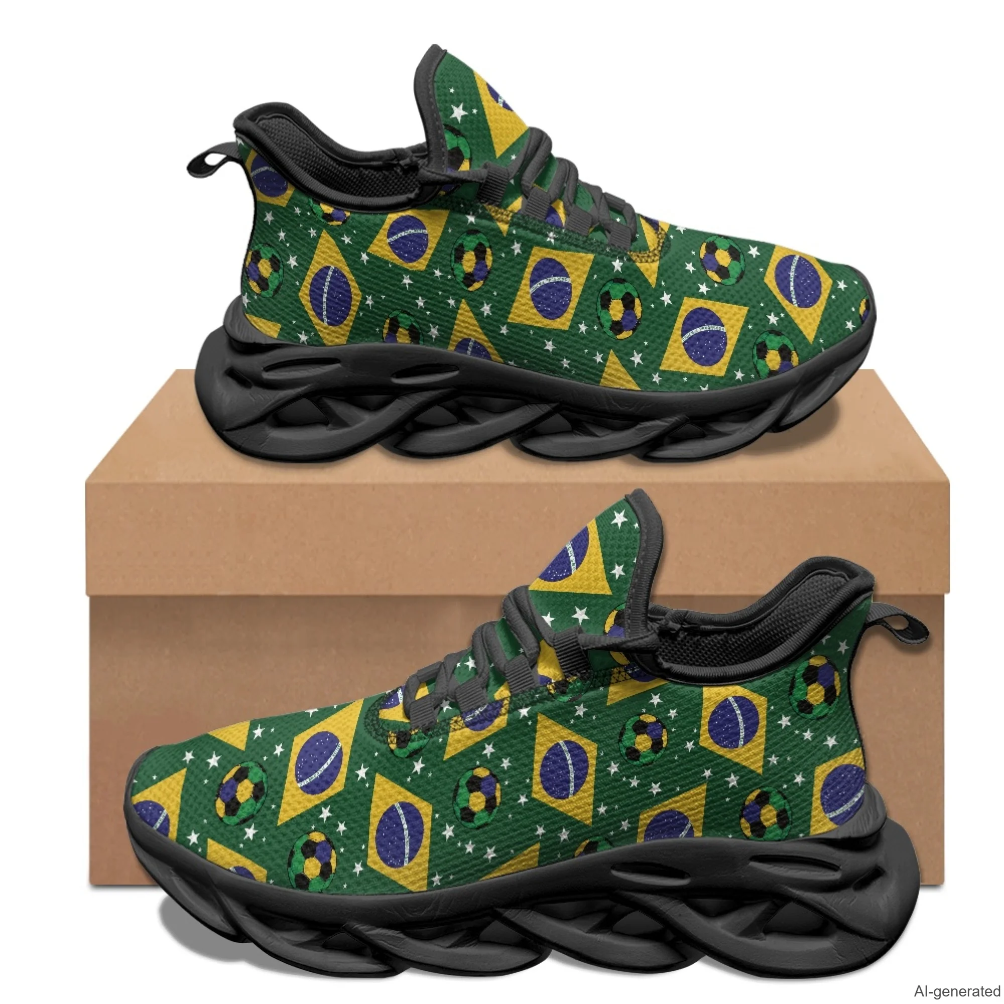 XIXIRIMIDO Max Soul Shoes Brazilian Flag Print Running Shoes for Men Casual Fashion Women Snakers Walking Shoes 35-48