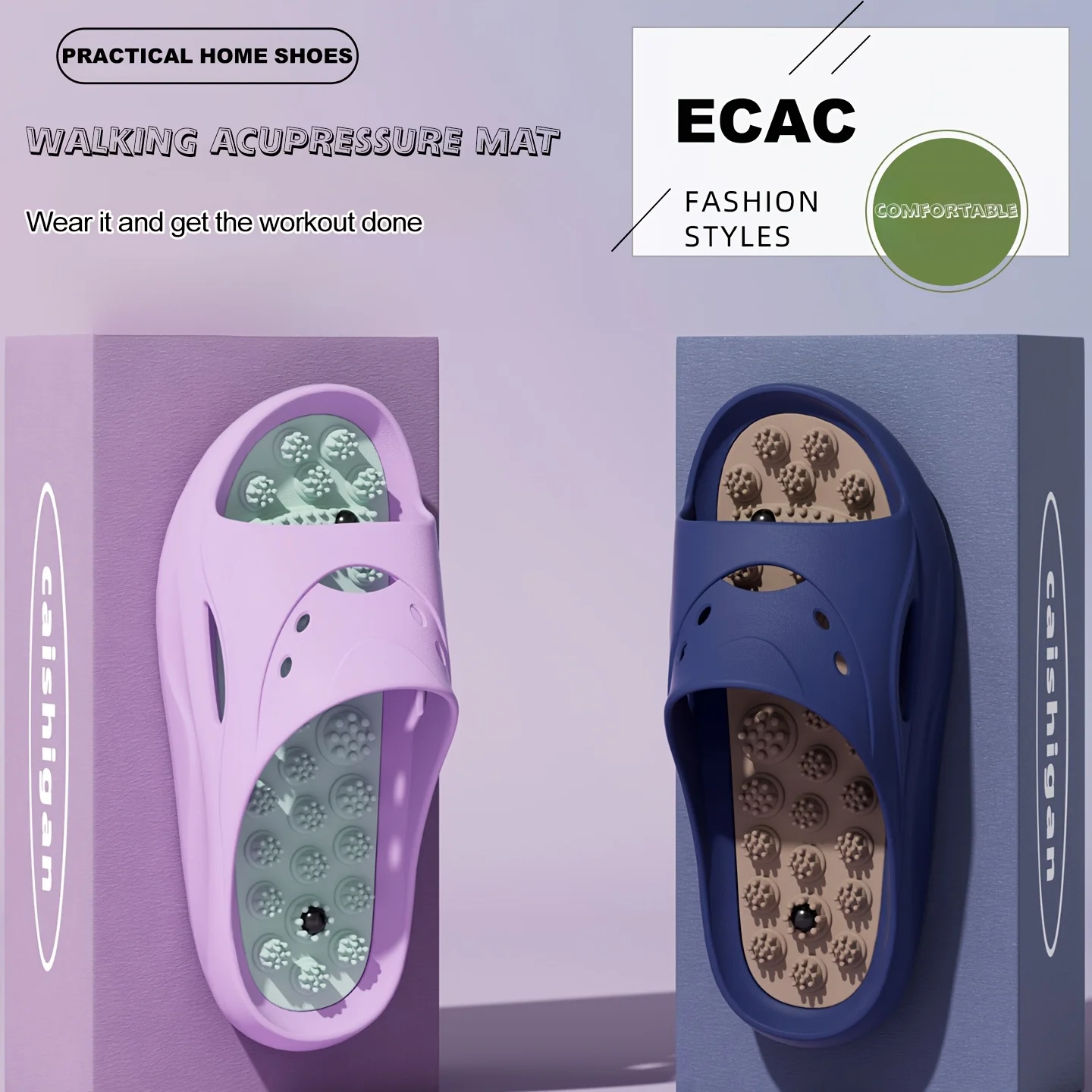 Women Men EVA Massage Slippers Thick Sole Bathroom Slides Non Slip Shower Sandals Soft Cushion Home Indoor Outdoor Beach Shoes view 2