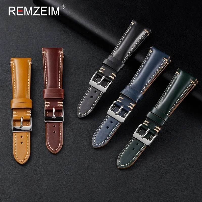 Retro Leather Watch Band Quick Release Calfskin Watch Strap Bracelet 20mm 22mm for Women Men Strap Watch Accessories