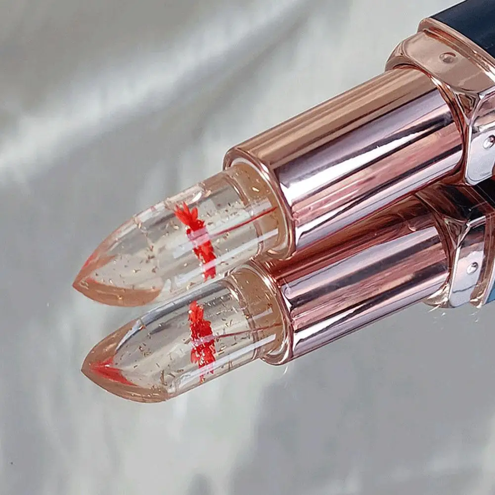 Bálsamo labial que cambia de Color con la temperatura, lápiz labial de flor de gelatina de cristal, brillo nutritivo, duradero, hidratante, taza antiadherente, maquillaje nuevo