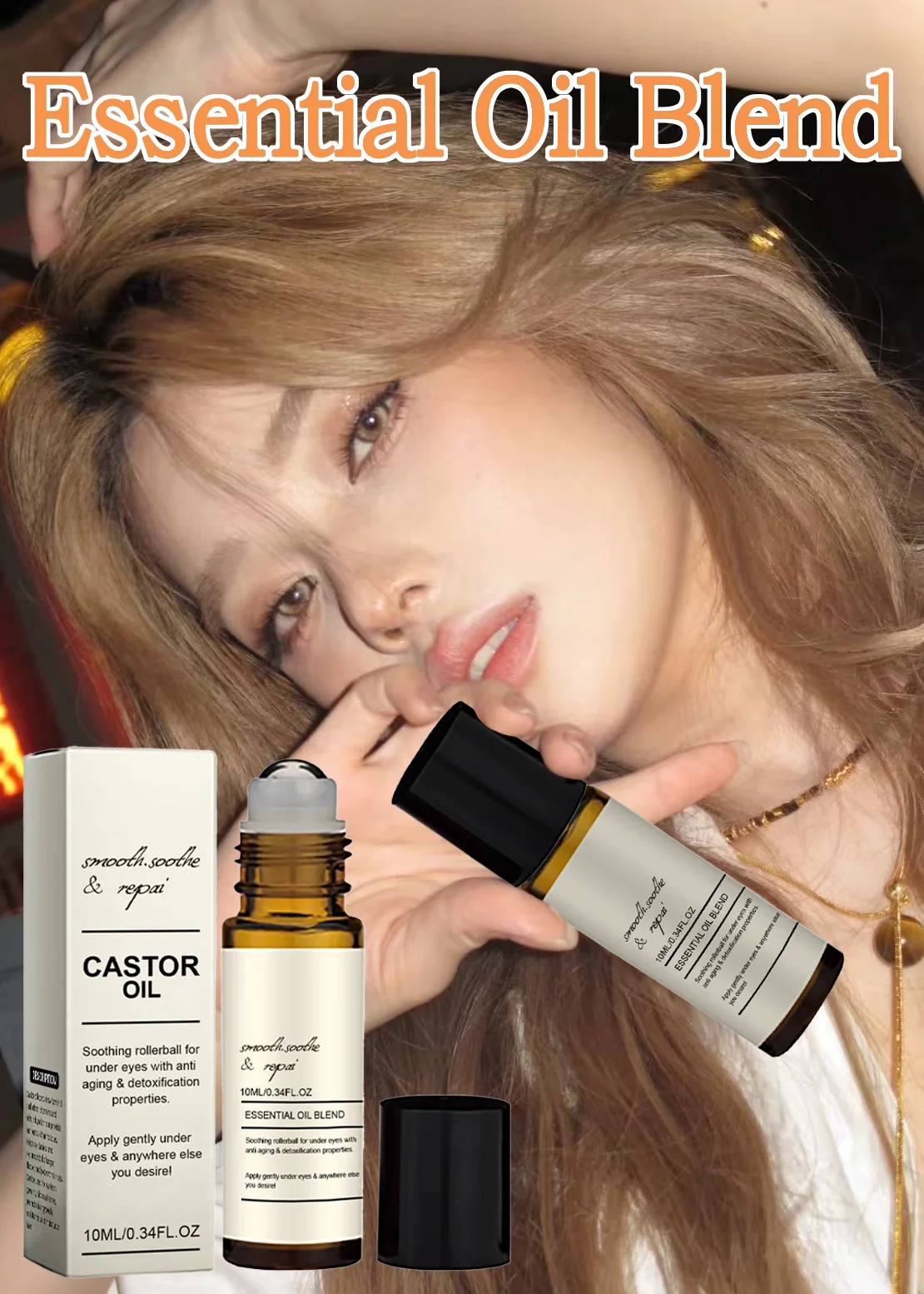 Castor Oil Eye Serum Anti-wrinkle Remove Dark Circles Eye Bags Anti-puffiness Lift Firm Ball Massage Moisturize Nourish Eye Care