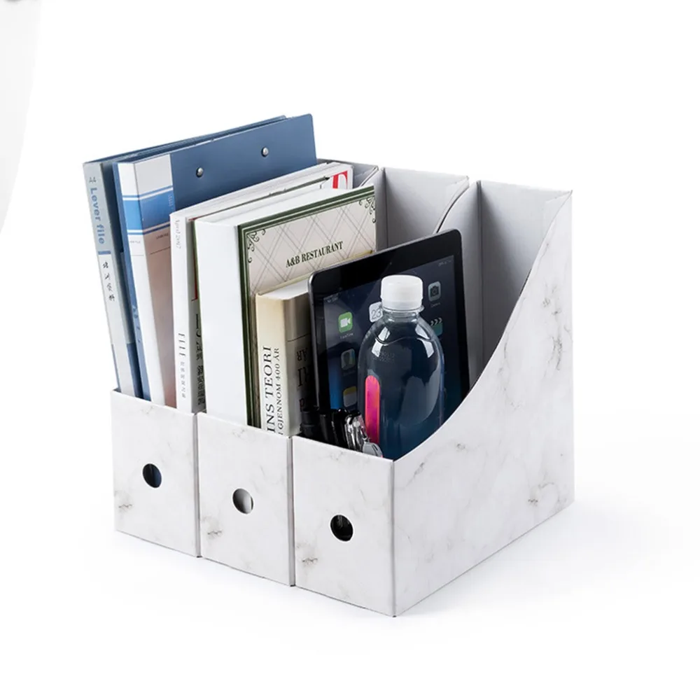 3Pcs Simple Simple Assembled Design Magazine Holders Unique Marble Design File Holder Storage Box Study Desktops