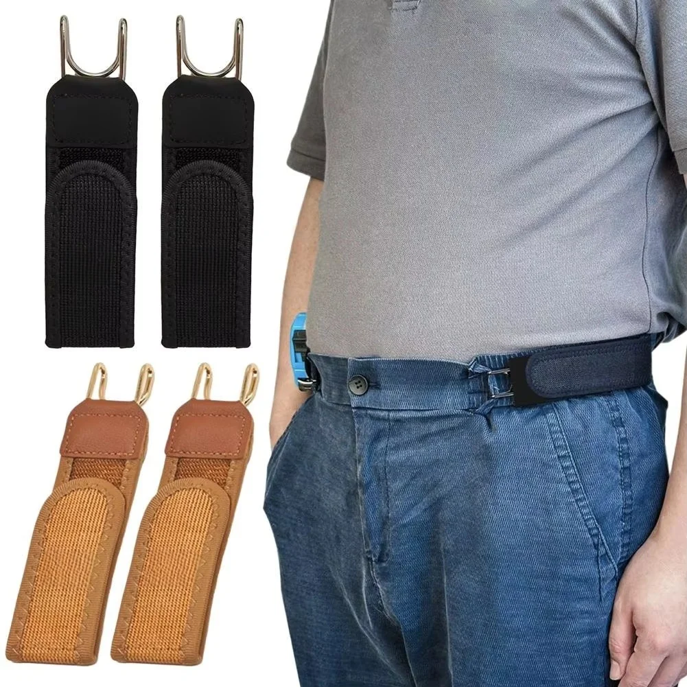 2Pcs Adjustable Convenient Belt Hook Elastic Velcro Waist Buckle Waist Belt For Men‘s Gift Casual Belt With Buckle