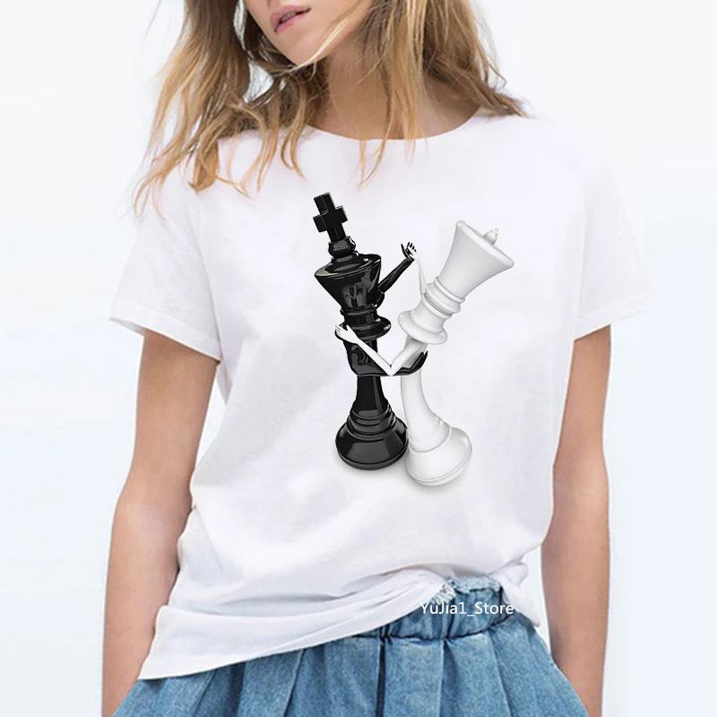 

Novelty design Dancing Chess Print funny t shirts women streetwear chess lover friends birthday gift Personalized punk tshirt