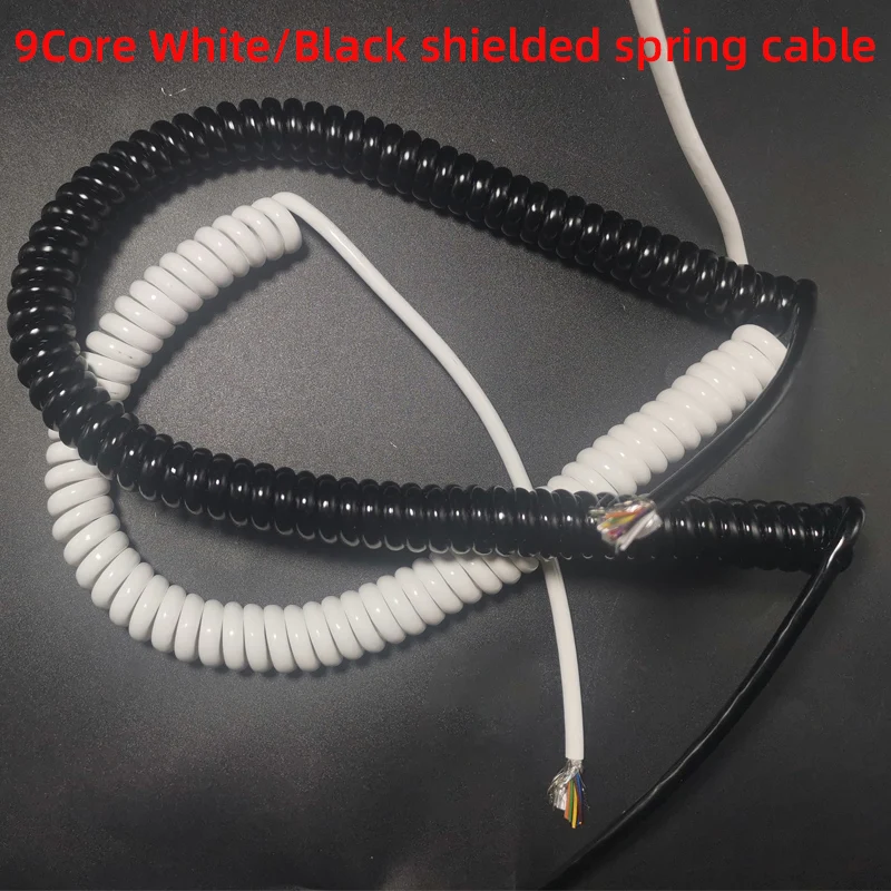 

9Core 26AWG 0.15mm2 White Black Spring Spiral Cable shielded Telescopic Wire Stretch Shielded Stretchable Wire Shrinkable Cable