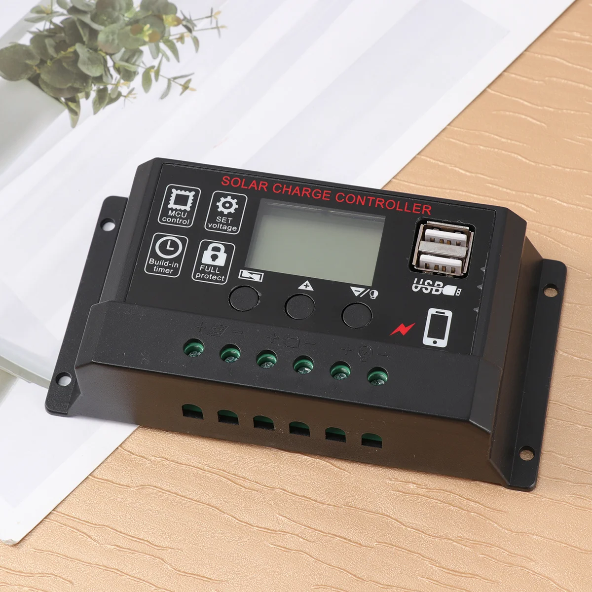 10A 12 فولت 24 فولت جهاز التحكم في الشحن Lcd Usb Pwm إدارة الشحن الإفراط في الحالي ماس كهربائى اتصال عكسي