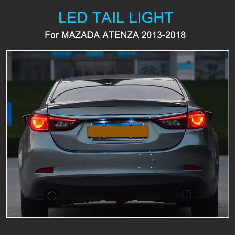 1 Pair LED Tail Light Assembly for Mazda 6 Atenza 2013-2018 Taillights Plug and Play with LED Running Brake Rear Tail Lamps