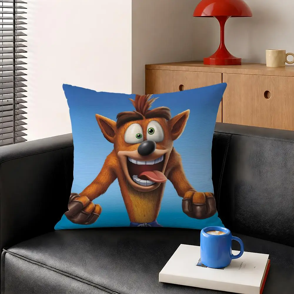 Game Crash Bandicoot Crash Team Cushion Cover Decorative Pillowcase Soft Short Plush Cozy Durable Sofa Home Decor Items Gift