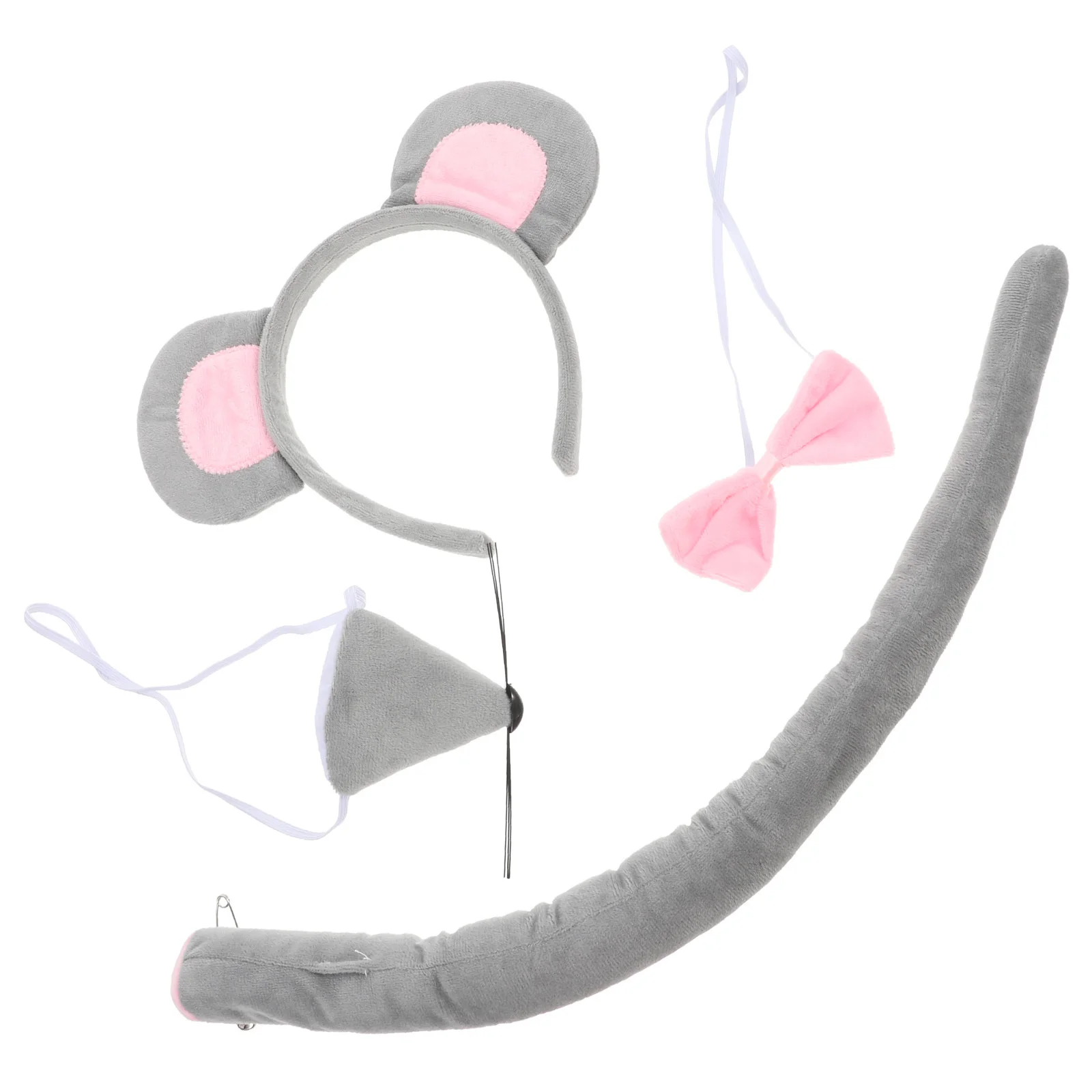 Muiskostuum Set met Oren Hoofdband Staart Vlinderdas voor Kinderen Halloween Cosplay Fancy Dress Up Accessoires