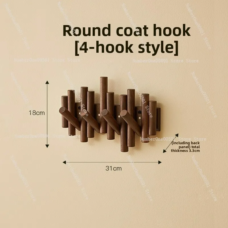 

Black Walnut Wood Wall Mounted Coat Hooks for Entryway Bedroom Bathroom Organizer Natural Solid Wood Hanger Rack
