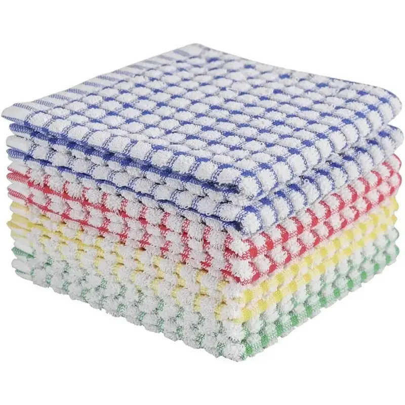 Dish Cloths for Kitchen Washing Dishes, Super Absorbent Dish Rags, Cotton Terry Cleaning Cloths Pack of 8, 12x12 Inches