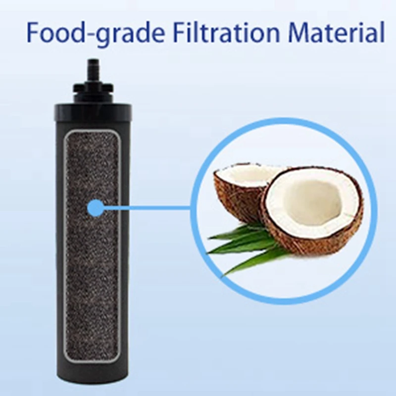 Filtro de agua de cáscara de coco negro, carbón activado para BERKEY, filtros de BB9-2 para sistema de filtro de agua alimentado por gravedad, 4