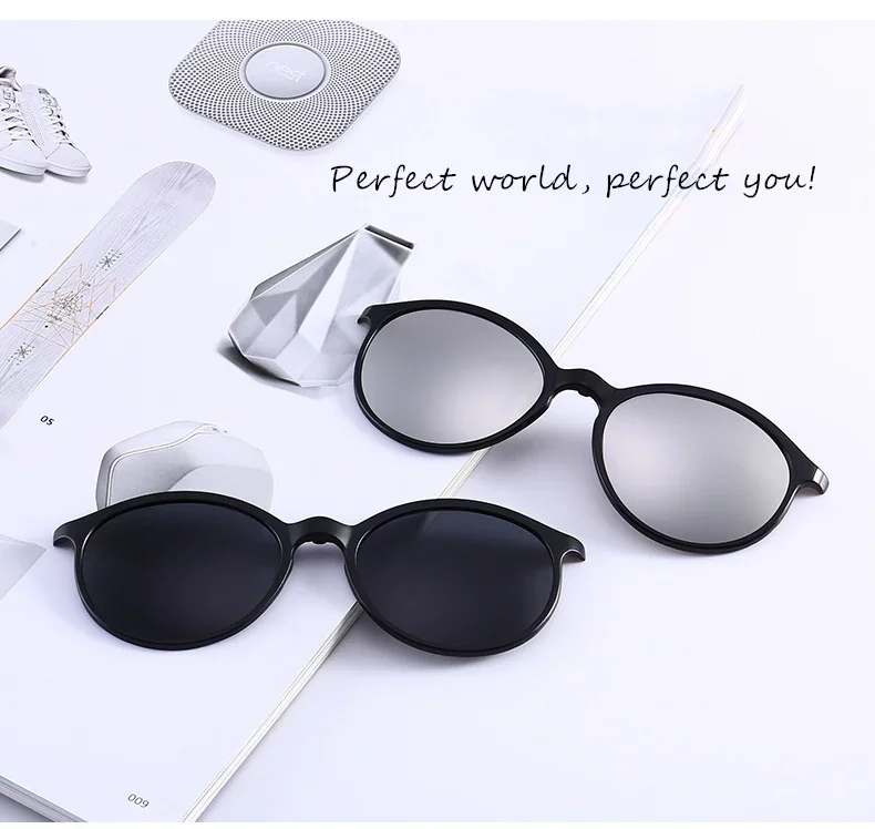 Magnet Clip Sonnenbrillen Und Brillen Set Myopie-0,5 Zu-10 Männer Frauen Mode Runde Rahmen Kurzsichtig Brille f232 – Detail 11