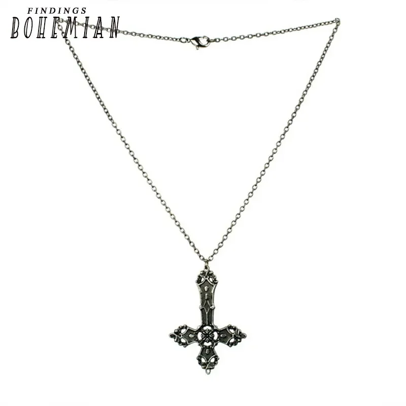 Gothic Punk Rock Inverted Cross Pendant Necklace Jewelry