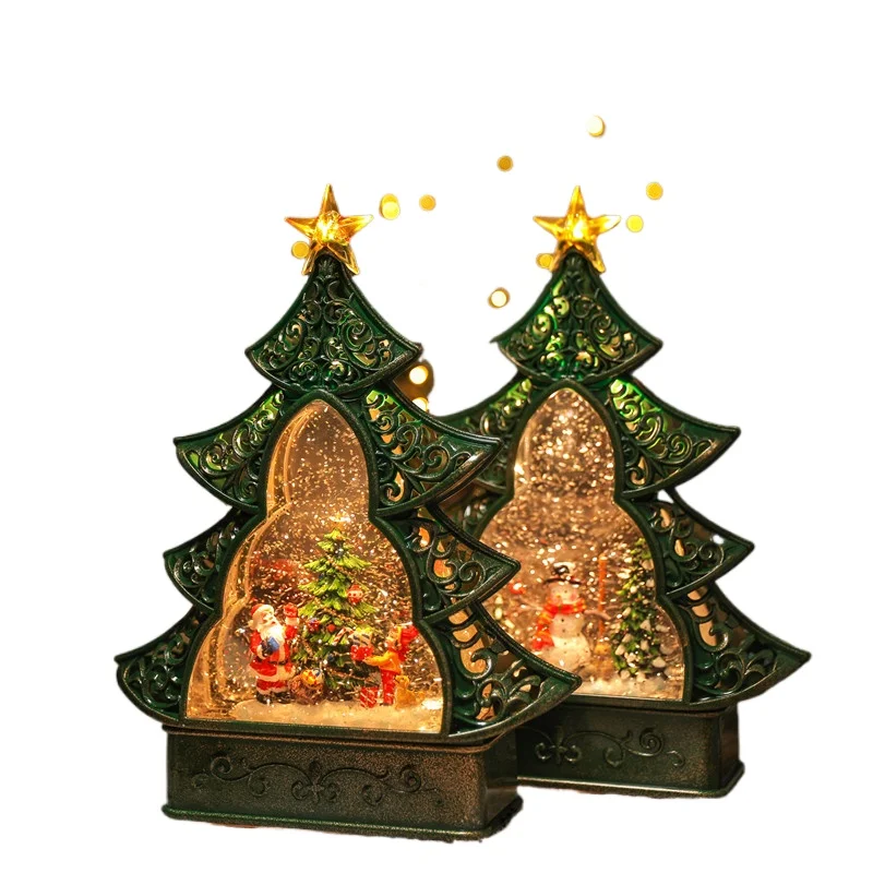 

Christmas tree snowflake crystal ball music box, music box for children, girls and girls, snow ornament