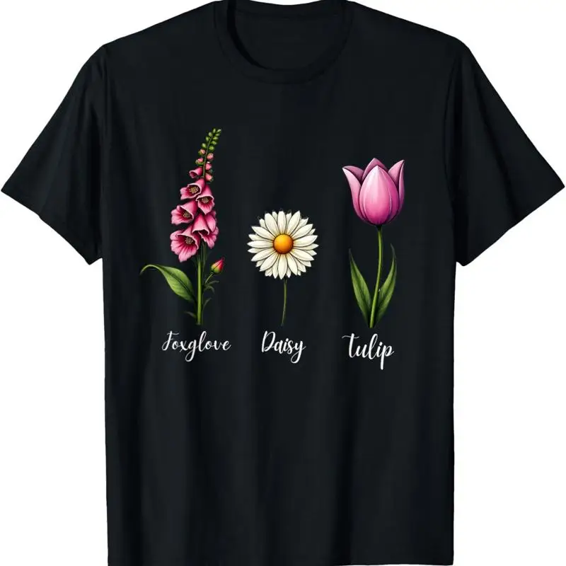 

Foxglove Ромашка Тюльпан Цветочный Забавный Цветок Футболка