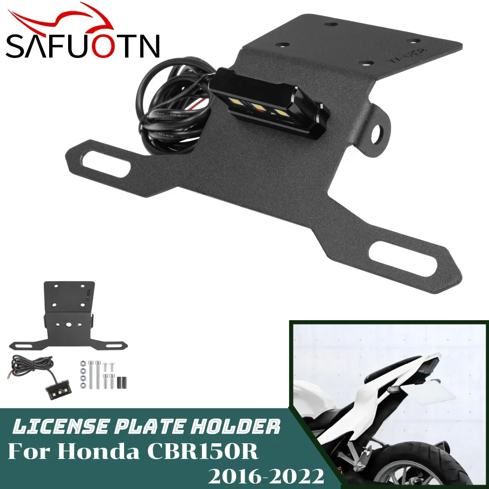 cbr150r-ナンバープレートホルダー-led-ライトホンダ-cbr-150r-2016-2022-2021-オートバイエリミネーターテールナンバーブラケットアクセサリー