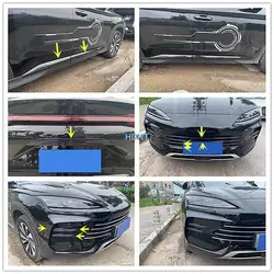 Front Middle Mesh Grille Trim Door Edge Strip Rear Trunk Wind Knife Fog Light Cover For BYD Song Plus Seal U 2023 + Car Styling