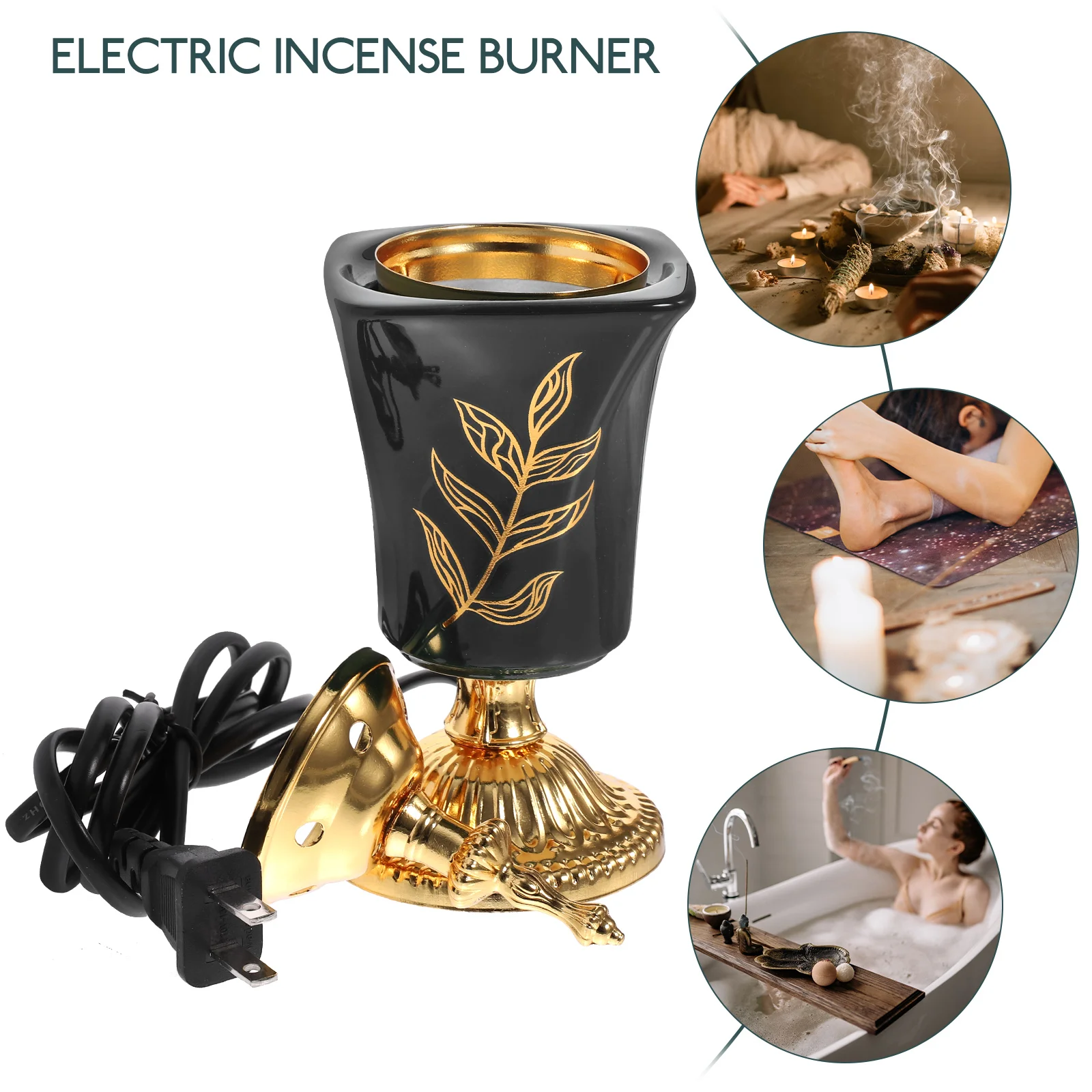 

Electric Incense Burner Middle East Design Metal Censer For Home Office Yoga Aroma Burner Vintage Holder Us Plug