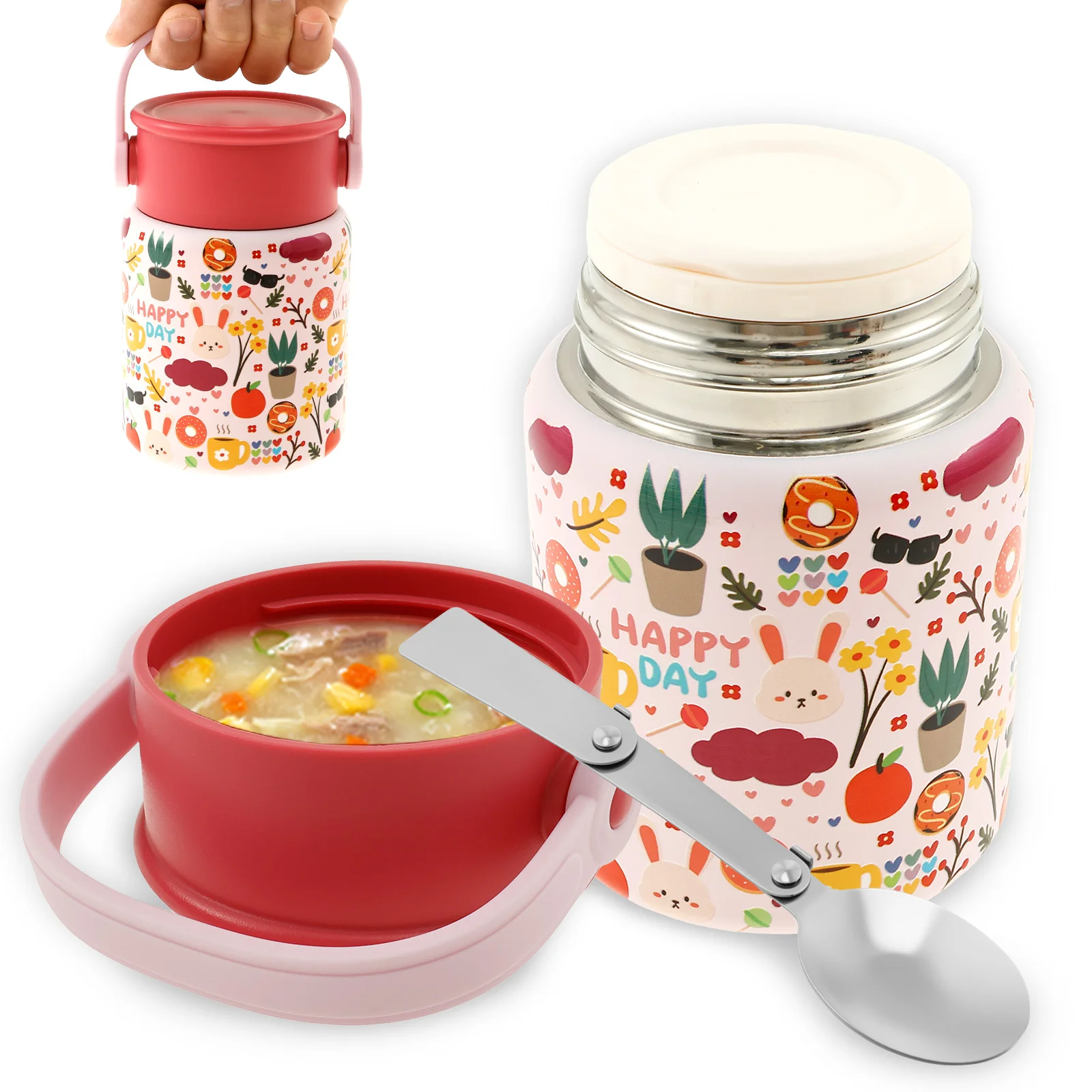 

500ml Food Thermal Jar Insulated Soup Cup Thermos Containers Stainless Steel Lunch Box Thermo Keep Hot for School Children