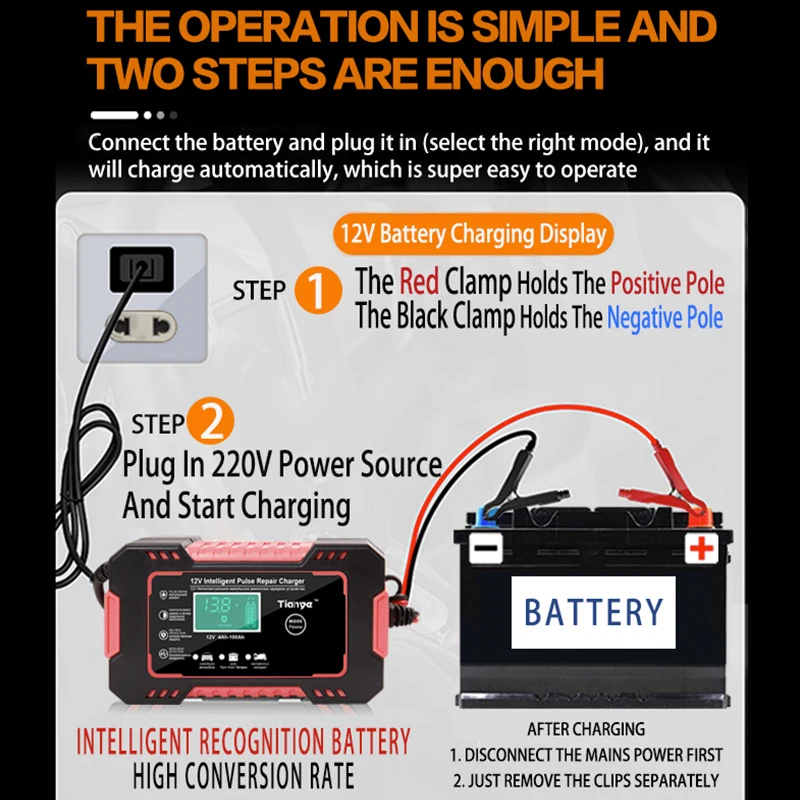 12V voll automatisches Autobatterie ladegerät LCD-Display Motorrad intelligentes Impuls reparatur ladegerät Trocken wasser/Blei-Säure-Batterie