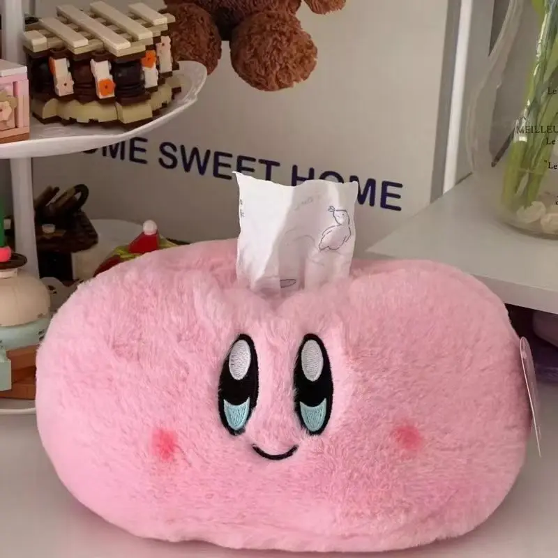 Kirby caixa de tecido de pelúcia anime guardanapo titular para sala estar casa caso papel dos desenhos animados bonito carro caixa tecido mesa organizador papel