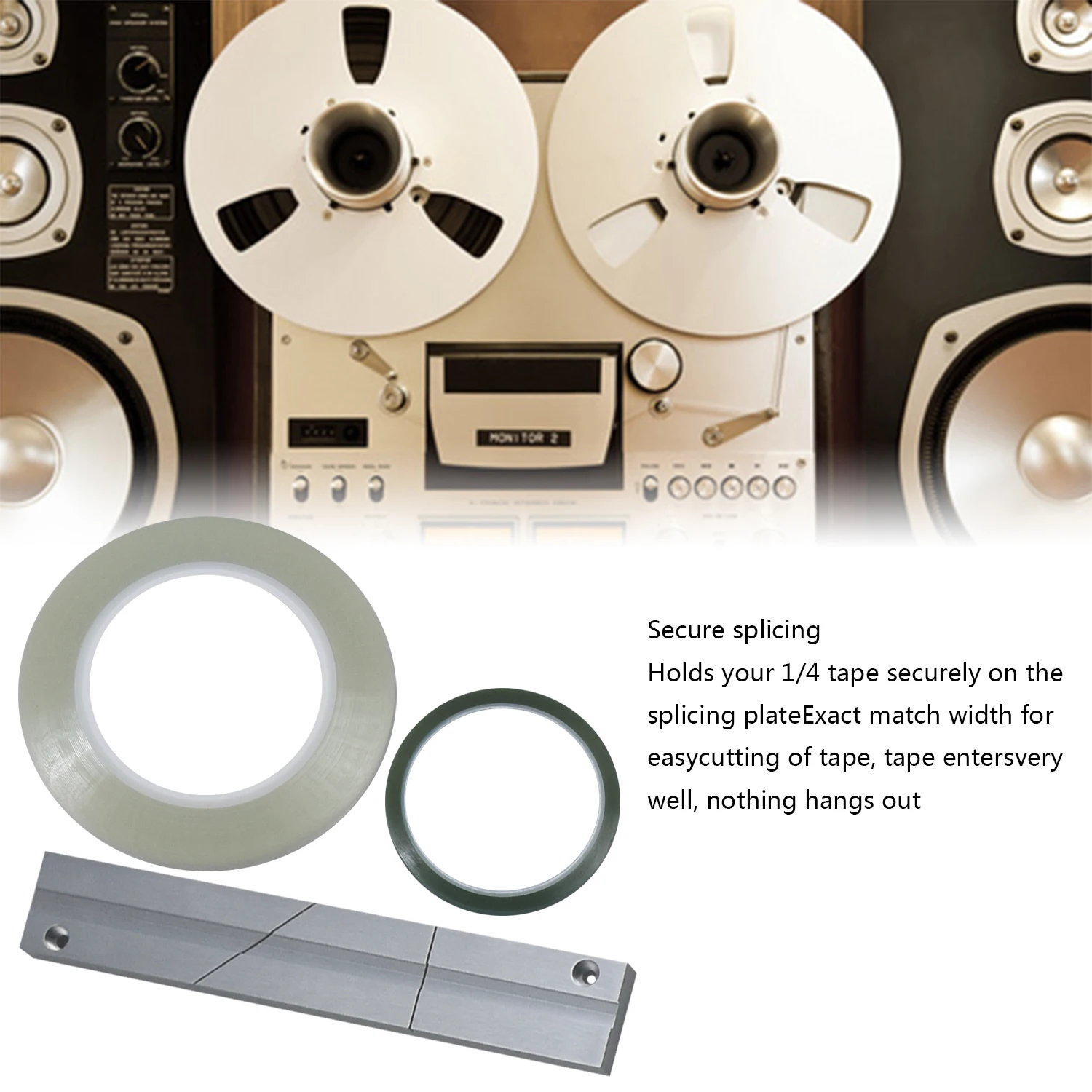 1/4 10 Inch Splicing Block Set Aluminum Recorder Open Reel with Splicing Tape Leader Tape Media for Revoxsonido