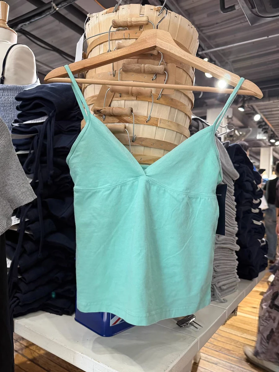 Mint Green Slim Crop Top Woman Summer Sexy V-neck Backless Cotton Tank Tops Female Casual Sweet Preppy Style Cropped Camisole