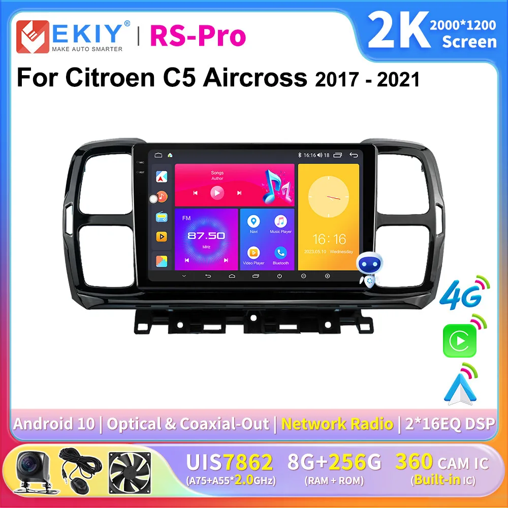 EKIY 2K Screen 2 Din Android Car Radio For Citroen C5 Aircross 2017 - 2021 Multimedia Video Play GPS Stereo Navigation Head Unit