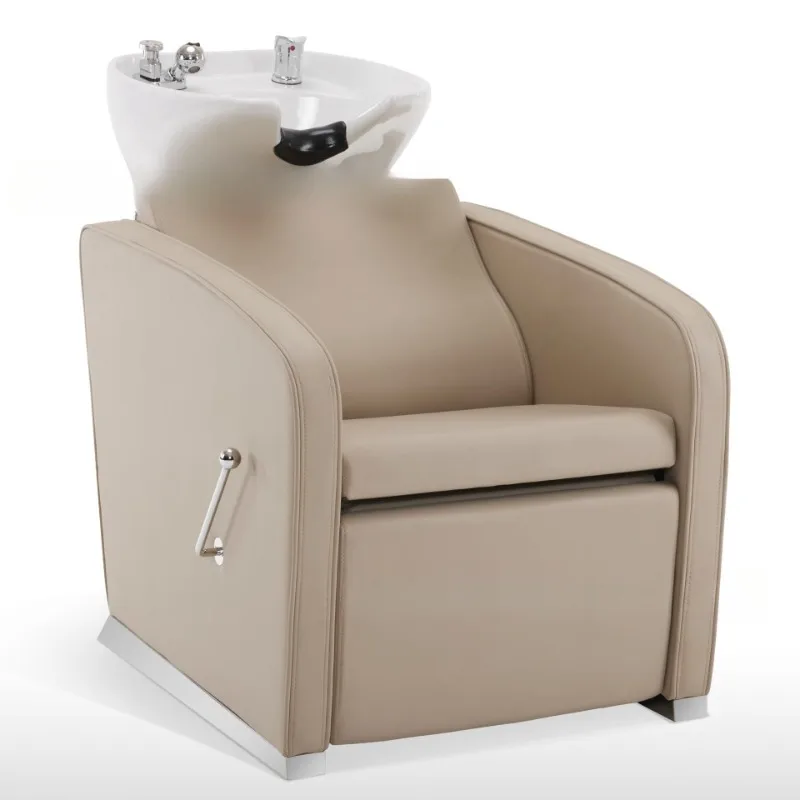 

Cross-border semi-reclining shampoo bed Barber shop shampoo chair Simple sitting head treatment salon flush bed Hair