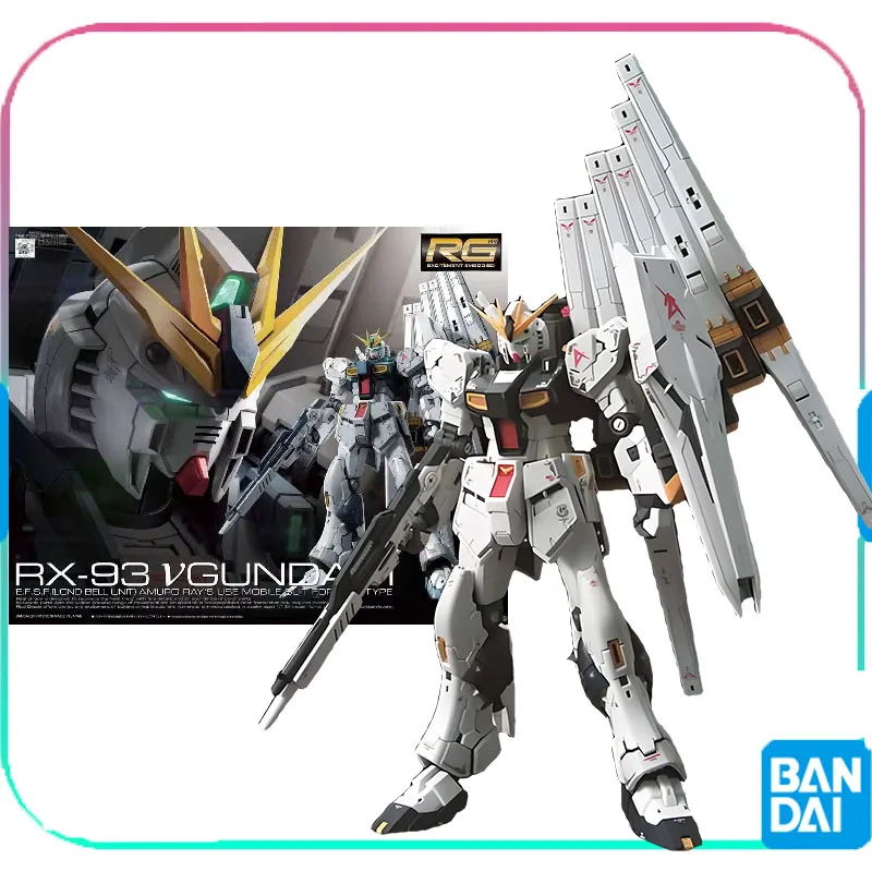 Bandai Original GUNDAM Model Kit RG 1/144 RX-93V GUNDAM Anime Action Figure Assembly Model Toys Collectible Model Gifts