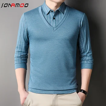 남성용 폴로 칼라 상의, 순면, 데일리 긴팔 폴로 셔츠, 단색 패션, 봄 가을 신상