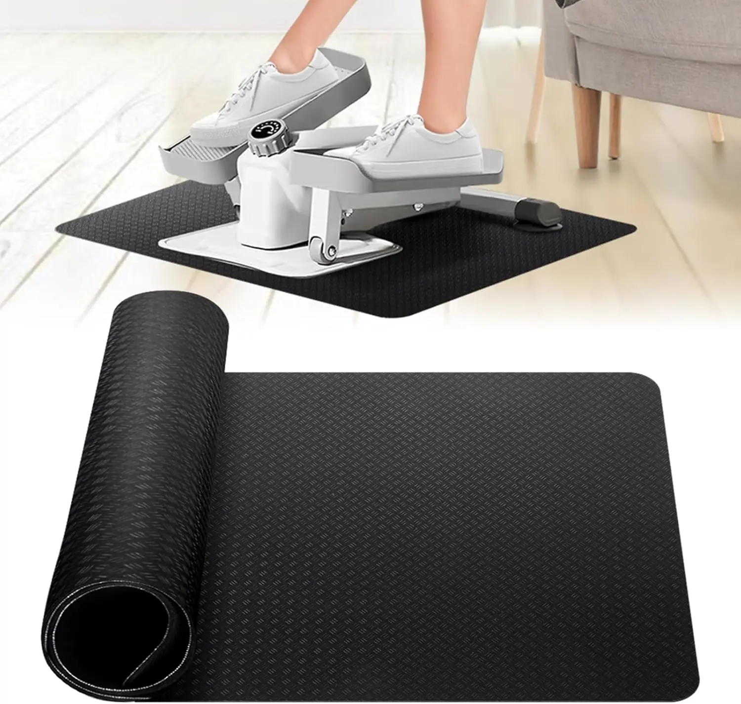 

Non-Slip Under Desk Elliptical Mat - Protect Floors, Reduce Noise, Fit Most Mini Exercise Machines
