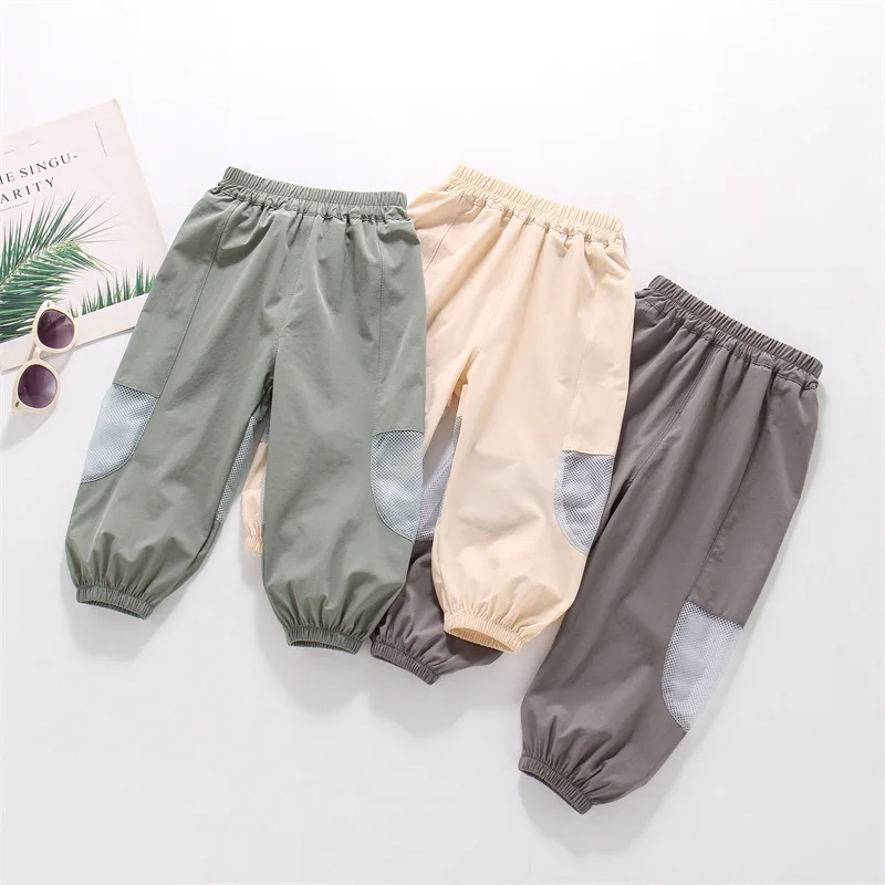 

Kids Baby Boys Autumn Pants New Elastic Waist Toddler Boys Quick-drying Pants Loose Casual Mesh Splicing Baby Boys Harem Pants