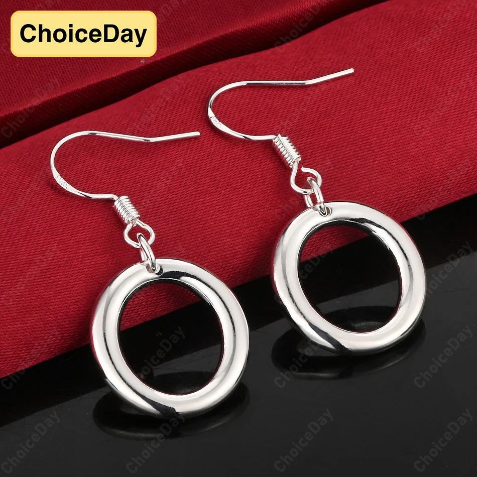 

ChoiceDay 925 Sterling Silver Delicate Simple Round Earrings Women Accessories Gift Jewelry Party